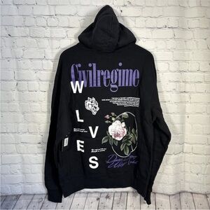 Darc Sport Civil Regime Wolf Bloom French Terry Hoodie Black Medium NWT